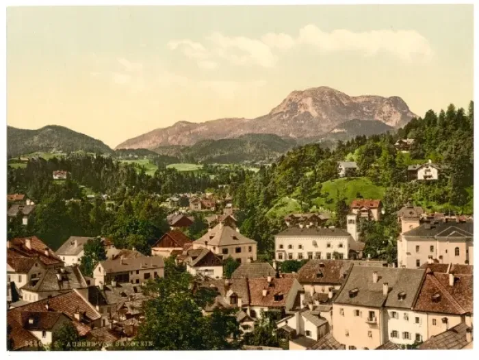 Framed Print : Aussee from Sarstein, Upper Austria, Austro-Hungary Framed Print : Aussee from Sarstein, Upper Austria, Austro-Hungary