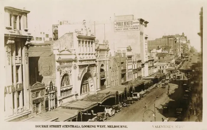 Framed Print : Australia - Bourke Street (Central) looking West, Melbourne Framed Print : Australia - Bourke Street (Central) looking West, Melbourne