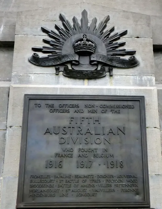 Framed Print : Australian 5th Division Memorial, plaque detail, Polygon Woo Framed Print : Australian 5th Division Memorial, plaque detail, Polygon Woo