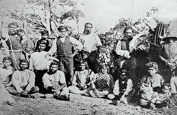 Australian aborigines with boomerangs, Victorian period