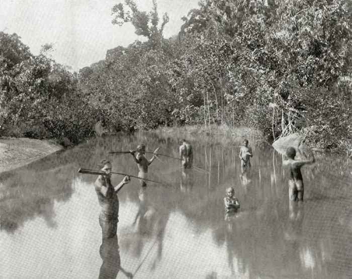 Framed Print : Australian Aborigines spearing fish Framed Print : Australian Aborigines spearing fish