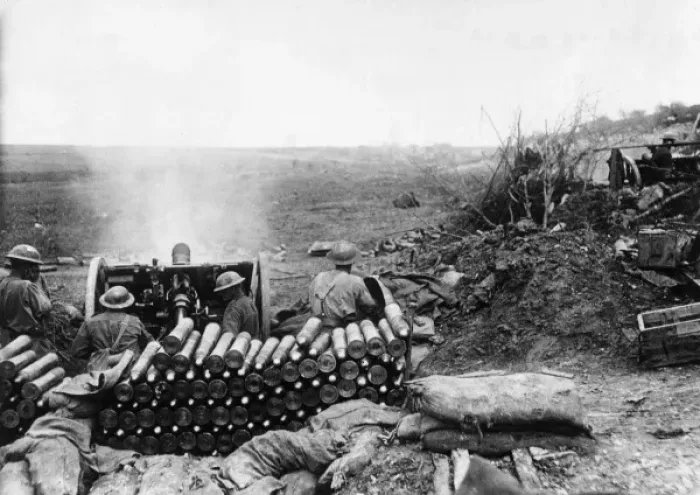 Framed Print : Australian field gun firing, Bullecourt, France, WW1 Framed Print : Australian field gun firing, Bullecourt, France, WW1