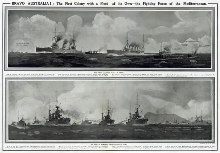 Framed Print : Australian fleet in Mediterranean by G. H. Davis Framed Print : Australian fleet in Mediterranean by G. H. Davis