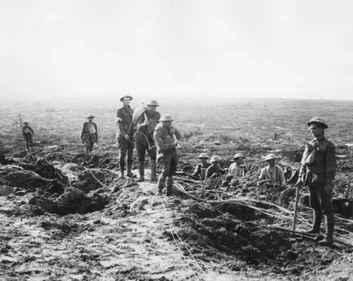 Framed Print : Australian Signals laying cable near Albert, France, WW1 Framed Print : Australian Signals laying cable near Albert, France, WW1