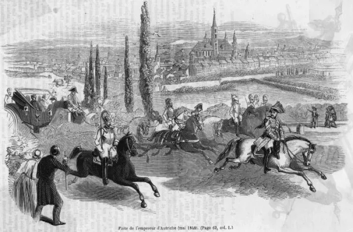 Framed Print : Austrian Emperor Flees Framed Print : Austrian Emperor Flees