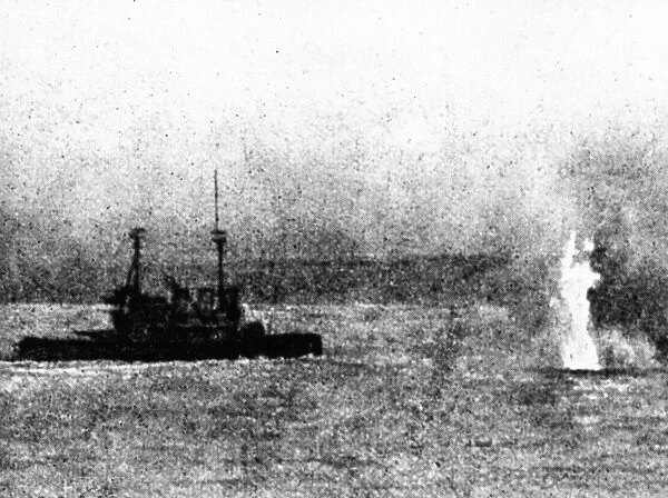 Austro-Hungarian battleship at sea, WW1