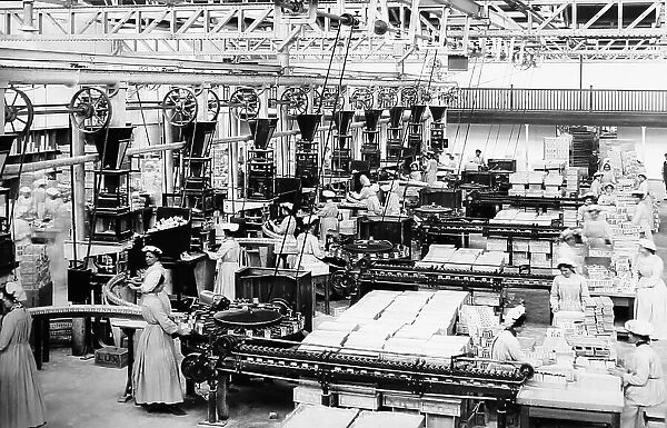 Automatic soap packing machines, Port Sunlight, early 1900s