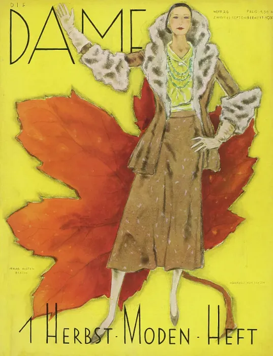 Framed Print : AUTUMN DAME MAG 1930 Framed Print : AUTUMN DAME MAG 1930