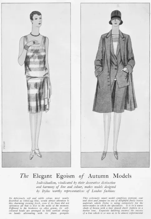 Framed Print : Two Autumn fashions from the London couture house of Itylus Framed Print : Two Autumn fashions from the London couture house of Itylus