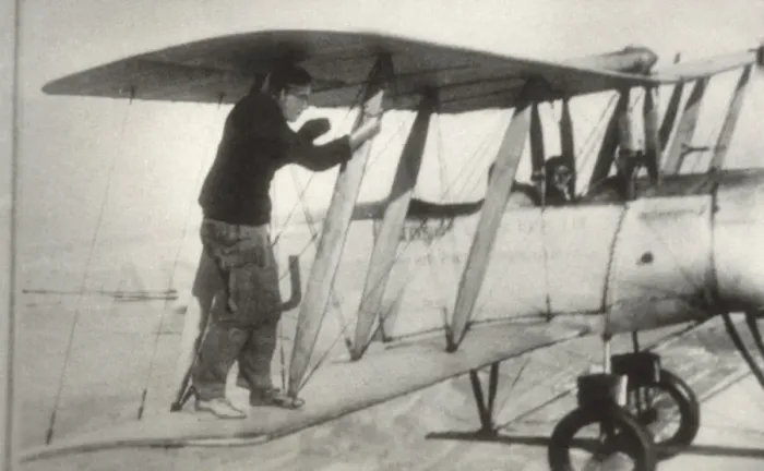 Framed Print : Avro 504K. Wing-Walking by Mr M N Hearn on an Avro 504K During a National Framed Print : Avro 504K. Wing-Walking by Mr M N Hearn on an Avro 504K During a National