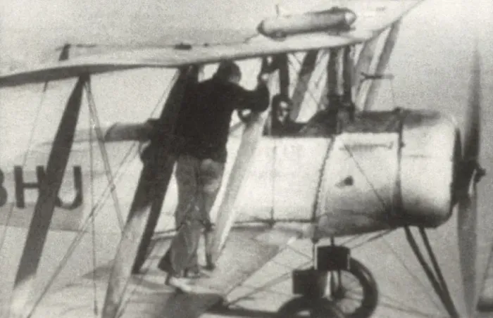 Framed Print : Avro 504K. Wing-Walking by Mr M N Hearn on an Avro 504K During a National Framed Print : Avro 504K. Wing-Walking by Mr M N Hearn on an Avro 504K During a National