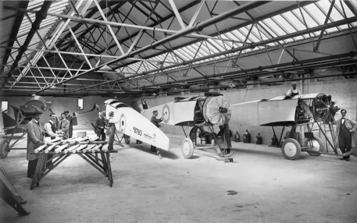 Framed Print : Avro 504Ks (including D8793) under construction Framed Print : Avro 504Ks (including D8793) under construction