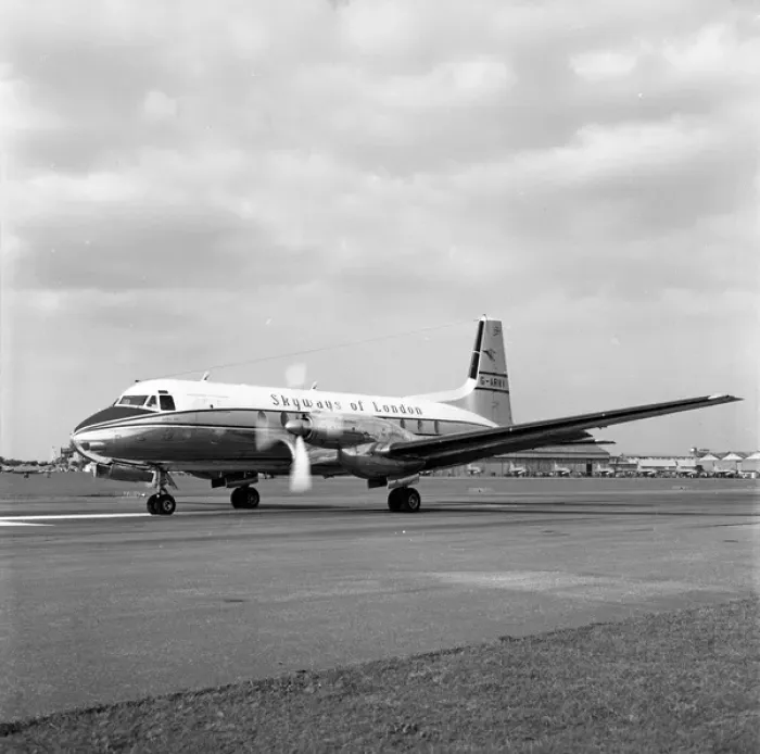 Framed Print : Avro 748 G-ARMV Skyways of London Farnborough 1961 Framed Print : Avro 748 G-ARMV Skyways of London Farnborough 1961