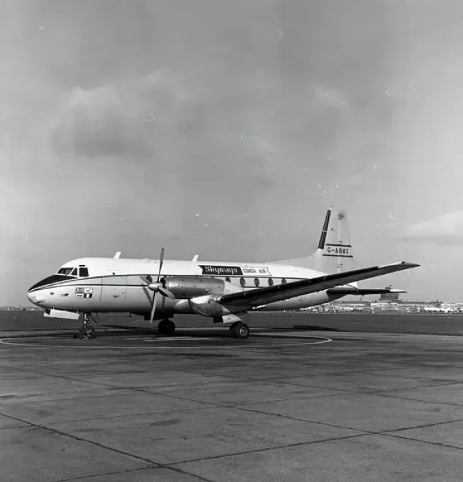 Framed Print : Avro 748 SRS. 1 G-ARMX Skyways Coach Air Heathrow 1968 Framed Print : Avro 748 SRS. 1 G-ARMX Skyways Coach Air Heathrow 1968