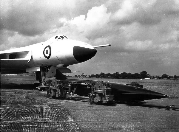 Avro Blue Steel in front of an Avro Vulcan