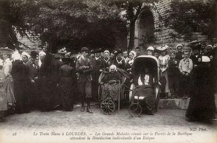Framed Print : Awaiting Individual Blessing of a Bishop at Lourdes, France Framed Print : Awaiting Individual Blessing of a Bishop at Lourdes, France
