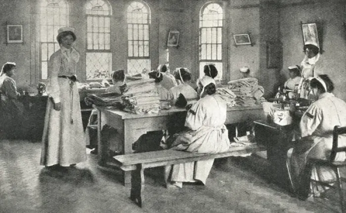 Framed Print : Aylesbury Inebriate Reformatory - Inmates Dress-making Framed Print : Aylesbury Inebriate Reformatory - Inmates Dress-making