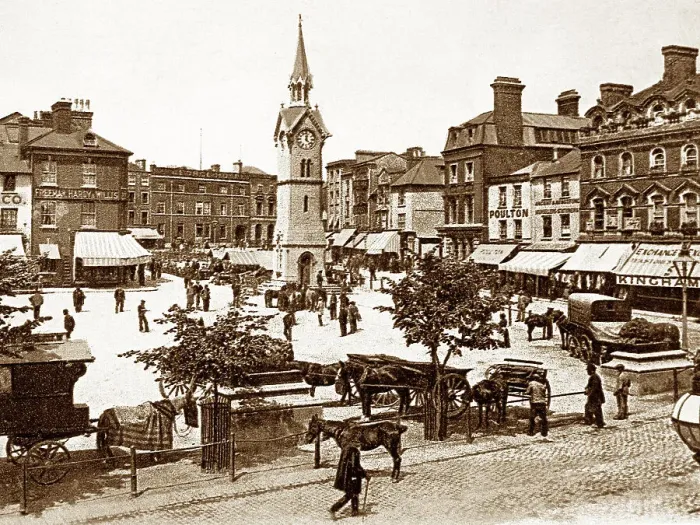 Framed Print : Aylesbury Market Square early 1900s Framed Print : Aylesbury Market Square early 1900s