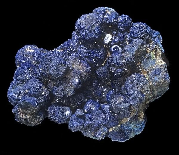 Azurite. A specimen of the mineral azurite (copper carbonate hydroxide)