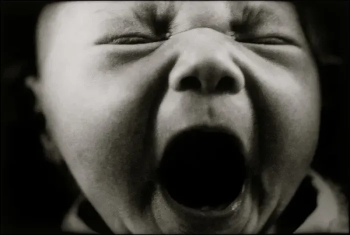 Framed Print : Babies face with open mouth Framed Print : Babies face with open mouth