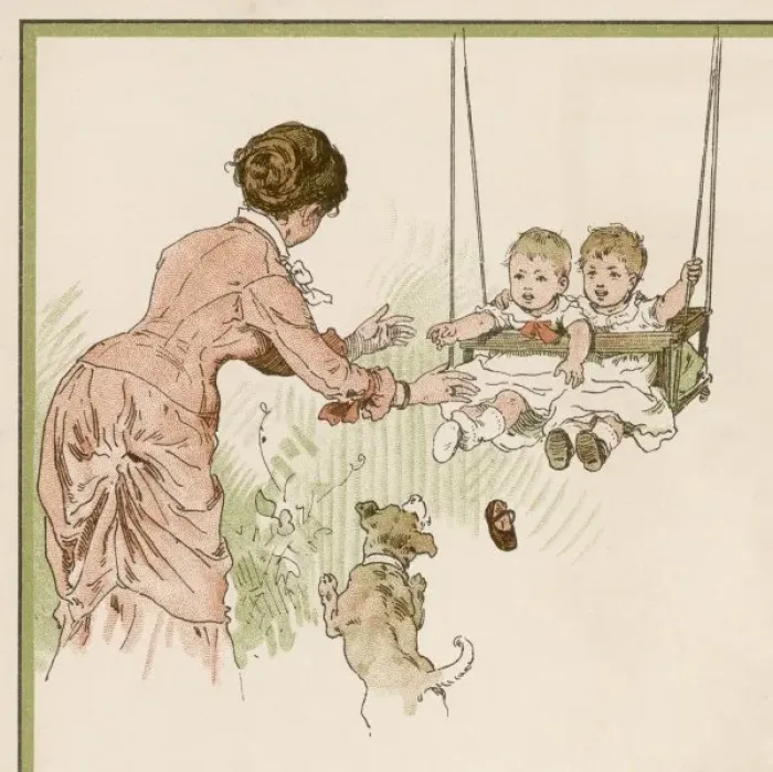 Framed Print : Babies Swinging 1893 Framed Print : Babies Swinging 1893
