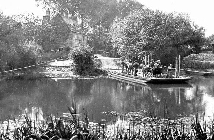 Framed Print : Bablock Hythe Ferry River Thames Victorian period Framed Print : Bablock Hythe Ferry River Thames Victorian period