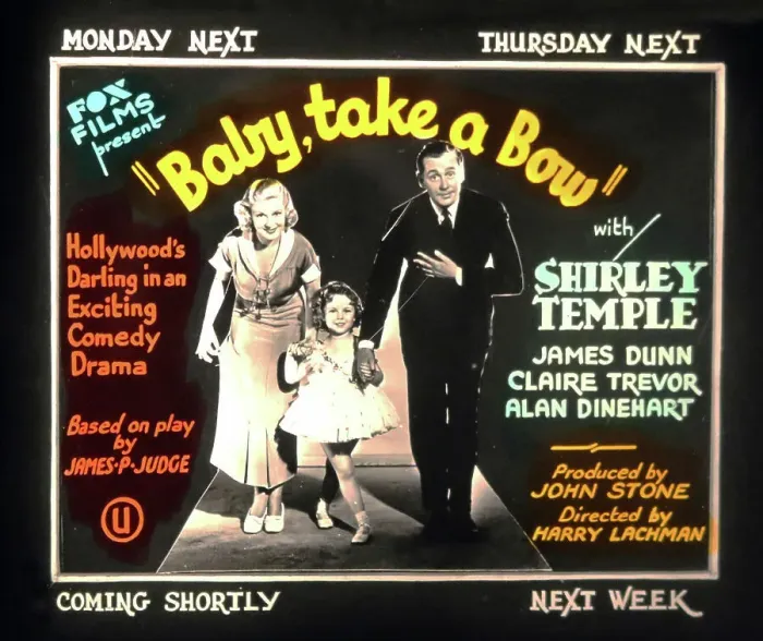 Framed Print : Baby Take a Bow - Shirley Temple cinema advertisment Framed Print : Baby Take a Bow - Shirley Temple cinema advertisment