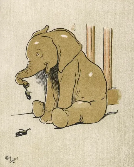 Framed Print : Baby Elephant Aldin 1907 Framed Print : Baby Elephant Aldin 1907