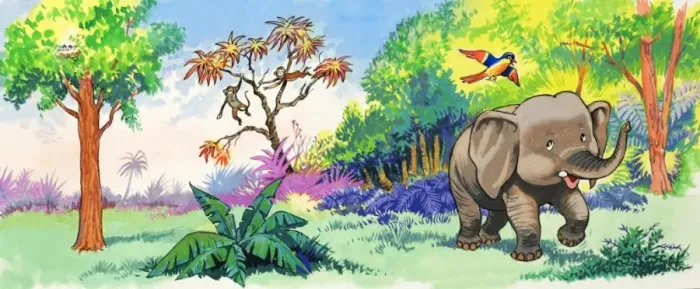 Framed Print : Baby Elephant and Bird Framed Print : Baby Elephant and Bird