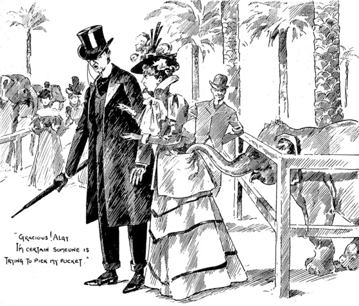 Framed Print : Baby Elephant Pickpocket at Olympia, London, 1893 Framed Print : Baby Elephant Pickpocket at Olympia, London, 1893