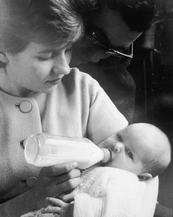 Framed Print : Baby having Bottle C1960 Framed Print : Baby having Bottle C1960