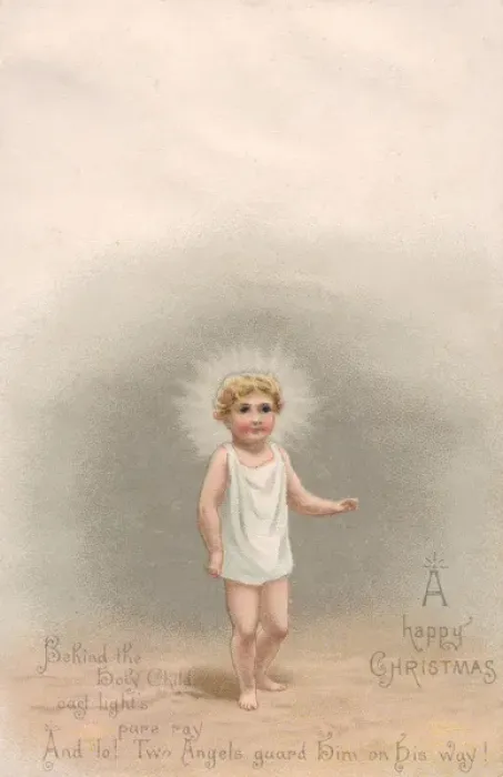 Framed Print : Baby Jesus on a Christmas card Framed Print : Baby Jesus on a Christmas card