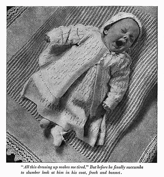 Baby in knitted clothes, circa 1941