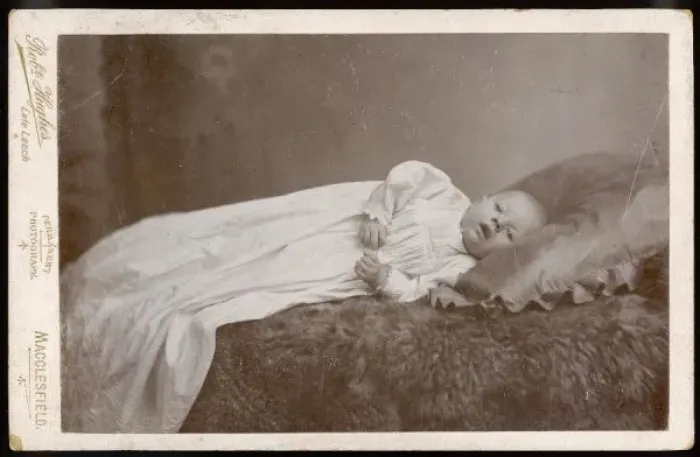 Framed Print : Baby Lying down C1890 Framed Print : Baby Lying down C1890