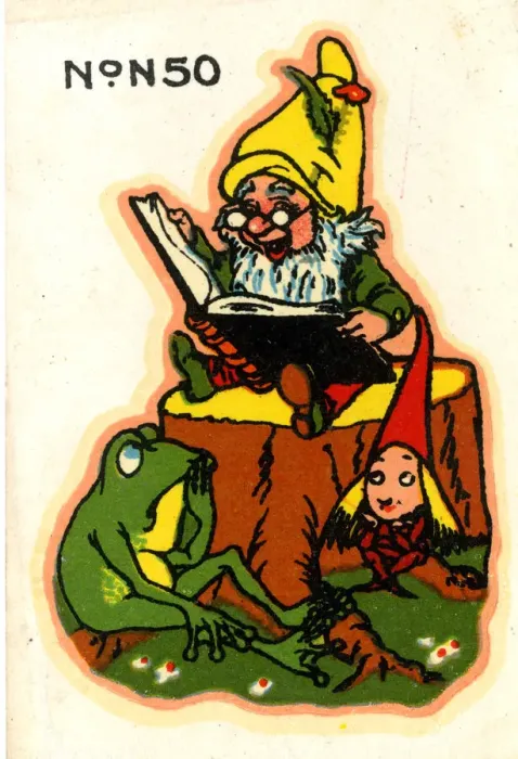 Framed Print : Babys cot transfer, Gnome reading a book Framed Print : Babys cot transfer, Gnome reading a book
