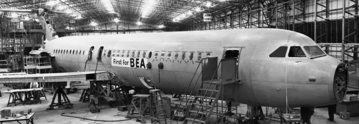 Framed Print : BAC 1-11. The First Bea BAC 1-11 Airliner on the Production-Line at BAC Weybridge Date Framed Print : BAC 1-11. The First Bea BAC 1-11 Airliner on the Production-Line at BAC Weybridge Date