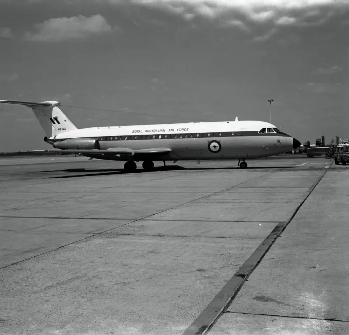 Framed Print : BAC 1-11 A12-124 RaF Perth 1969 Framed Print : BAC 1-11 A12-124 RaF Perth 1969