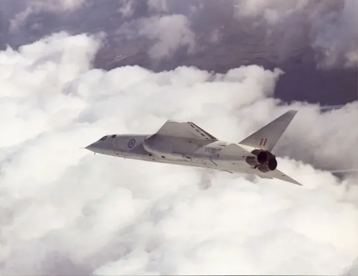 Framed Print : BAC TSR-2. Bac TSR-2 Supersonic Jet-Bomber Aircraft flying above cloud Date: 1960s