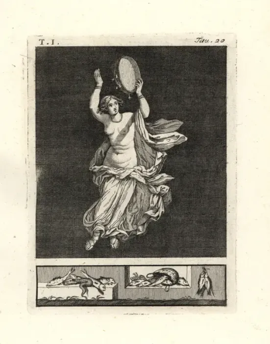 Framed Print : Bacchant dancer striking a tympanum or tambourine Framed Print : Bacchant dancer striking a tympanum or tambourine