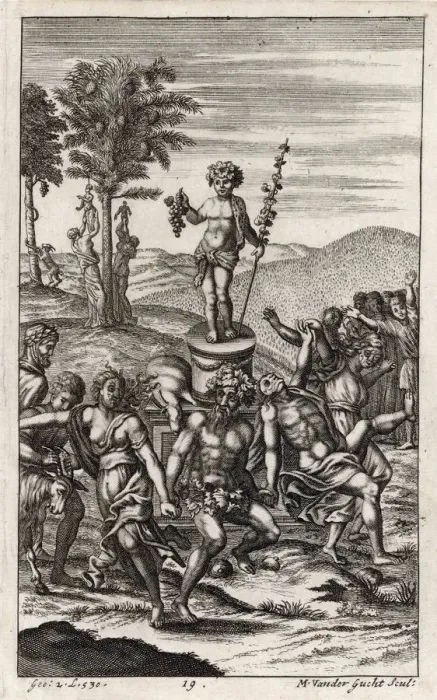 Framed Print : BACCHUS. Roman countryfolk celebrate a festival in honour of Bacchus Date: 29 BC Framed Print : BACCHUS. Roman countryfolk celebrate a festival in honour of Bacchus Date: 29 BC