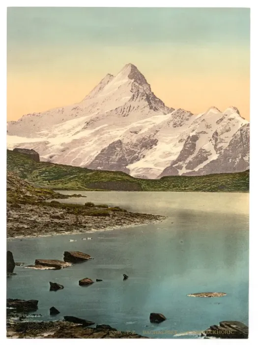 Framed Print : Bach Alps Lake and Schreckhorn, Bernese Oberland, Switzerlan Framed Print : Bach Alps Lake and Schreckhorn, Bernese Oberland, Switzerlan