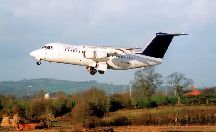 Framed Print : BAe 146-200A G-DEBE Framed Print : BAe 146-200A G-DEBE
