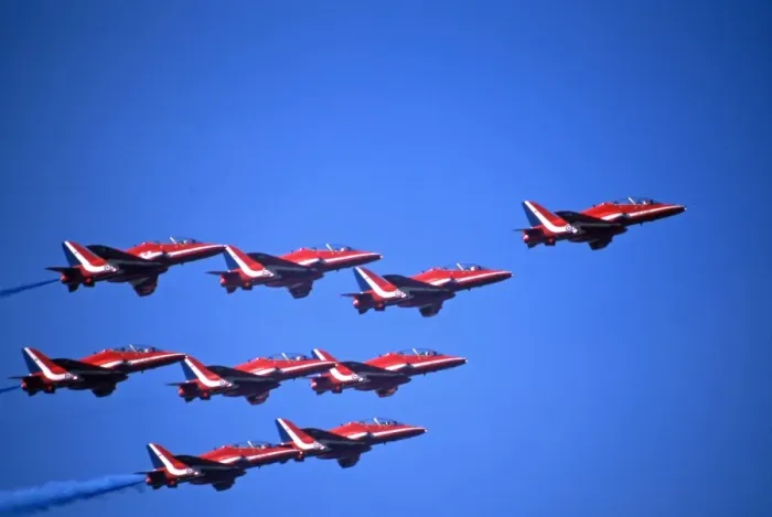 Framed Print : BAe Systems Hawks RAF Red Arrows Tornado formation Framed Print : BAe Systems Hawks RAF Red Arrows Tornado formation