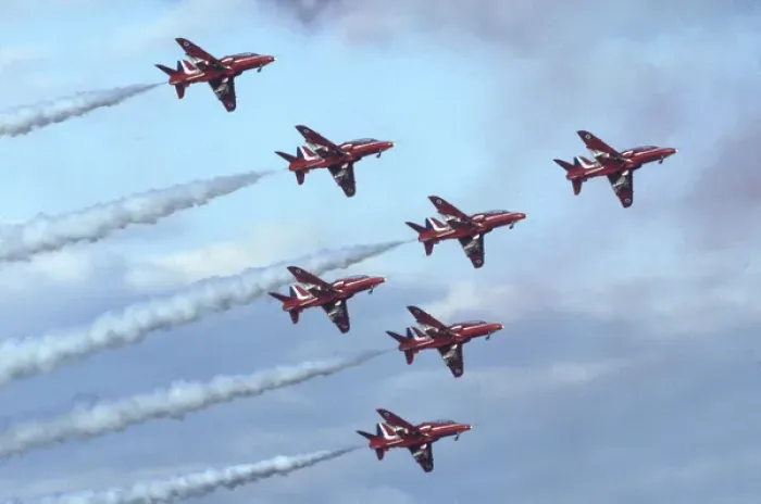Framed Print : BAe Systems Hawks RAF Red Arrows with wheels down Framed Print : BAe Systems Hawks RAF Red Arrows with wheels down