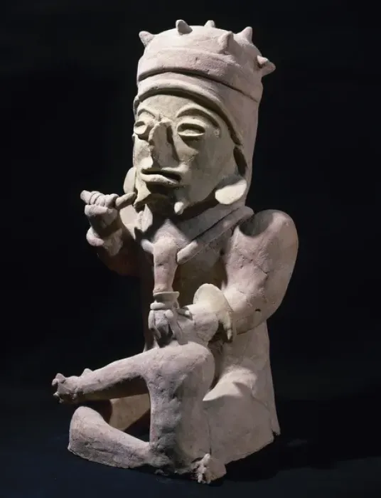 Framed Print : Bahia Culture (Mahia, Ecuador). Male figure sitting cross-le Framed Print : Bahia Culture (Mahia, Ecuador). Male figure sitting cross-le