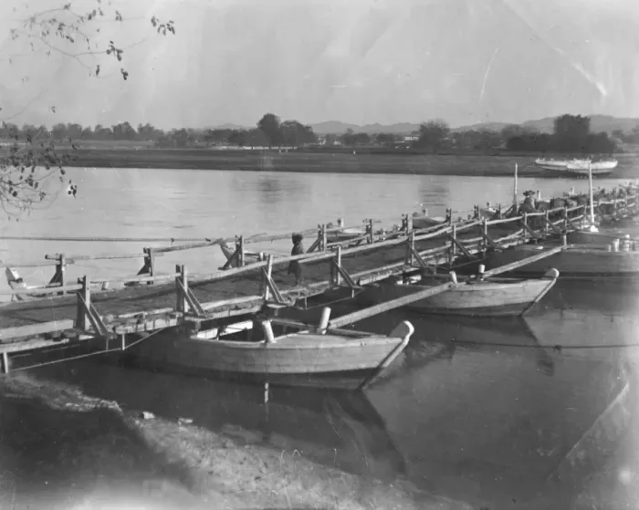 Framed Print : Bailey bridge across a river, India Framed Print : Bailey bridge across a river, India