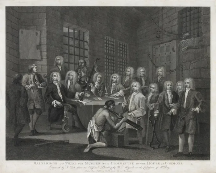 Framed Print : Bainbridge on trial for murder by a committee of the House o Framed Print : Bainbridge on trial for murder by a committee of the House o