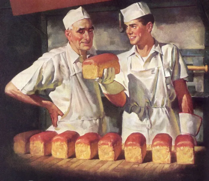 Framed Print : Bakers and Bread Loaves Date: 1948 Framed Print : Bakers and Bread Loaves Date: 1948