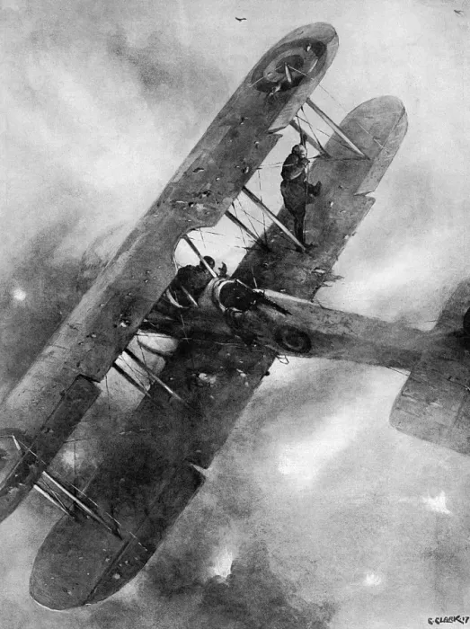 Framed Print : A Balancing Feat over the German lines, WW1 aviation Framed Print : A Balancing Feat over the German lines, WW1 aviation