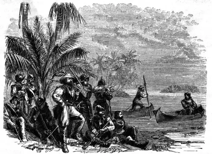Framed Print : Balboa sets out on the Pacific Framed Print : Balboa sets out on the Pacific
